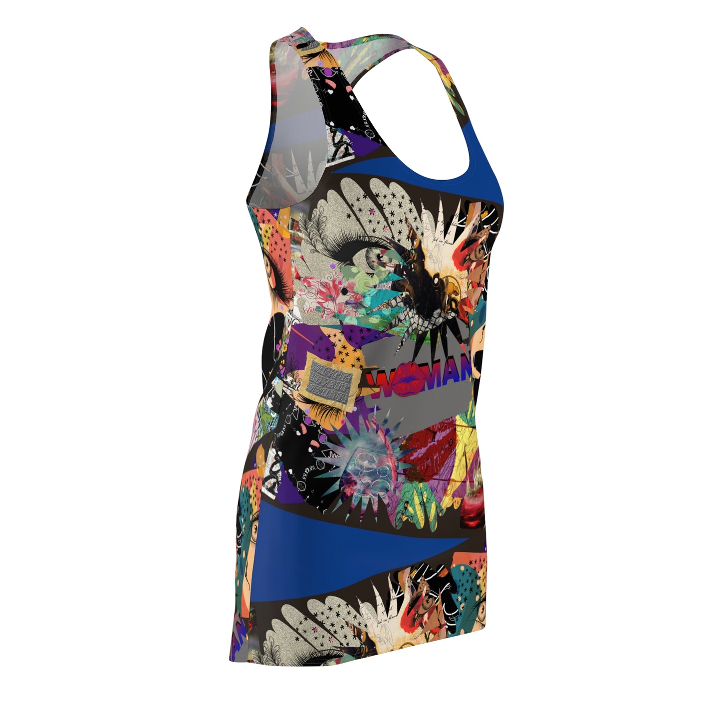 Women's Cut & Sew Racerback Dress (AOP) MARCIA on BLUE