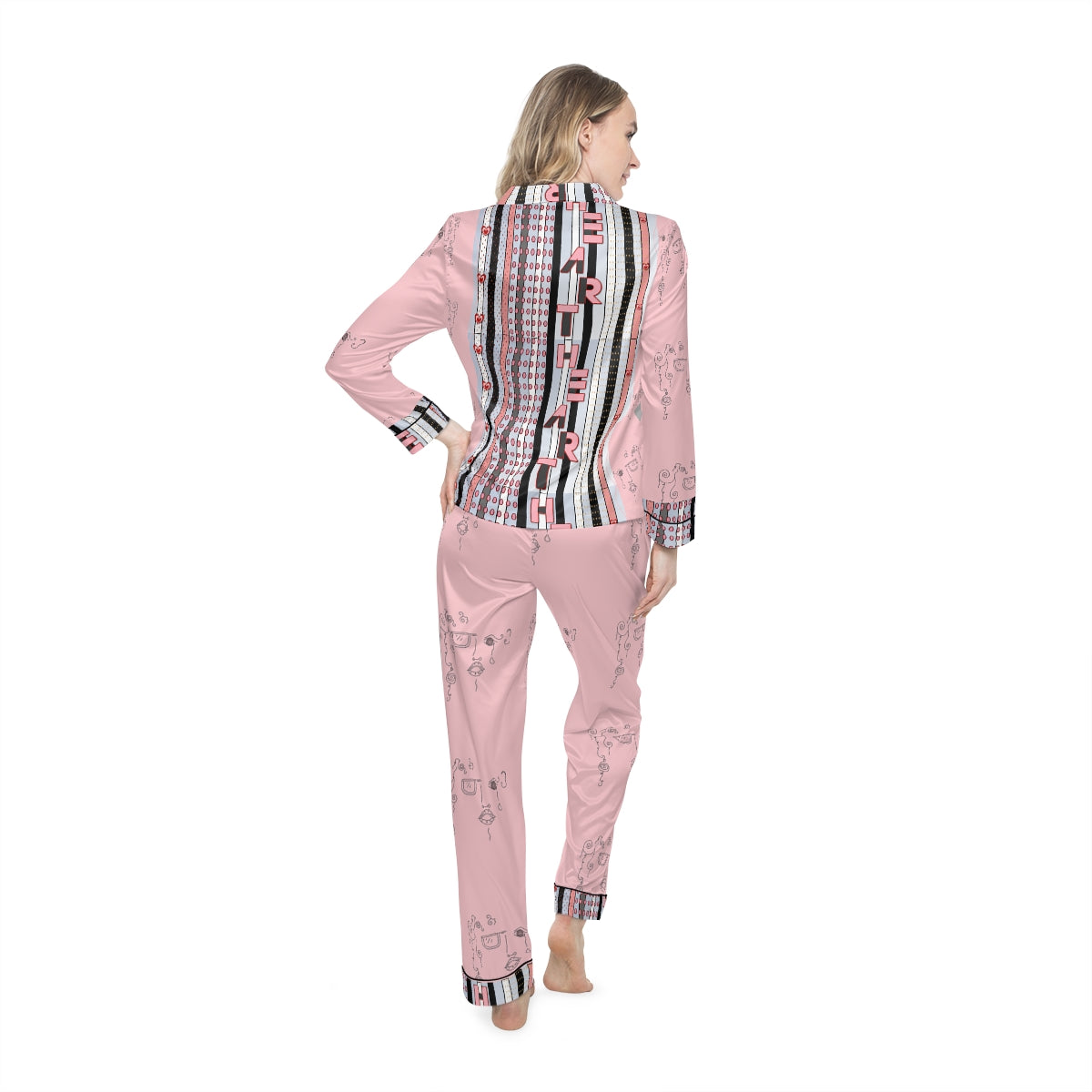 Women's Satin Pajamas (AOP) DOODLE DREAMS