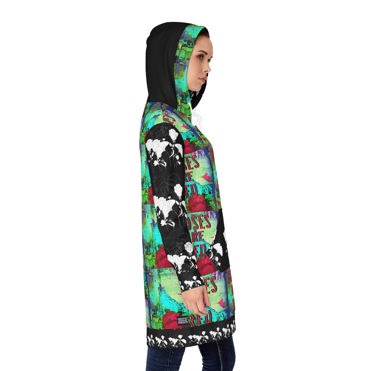Women's Hoodie Dress (AOP) ROSES ARE RED
