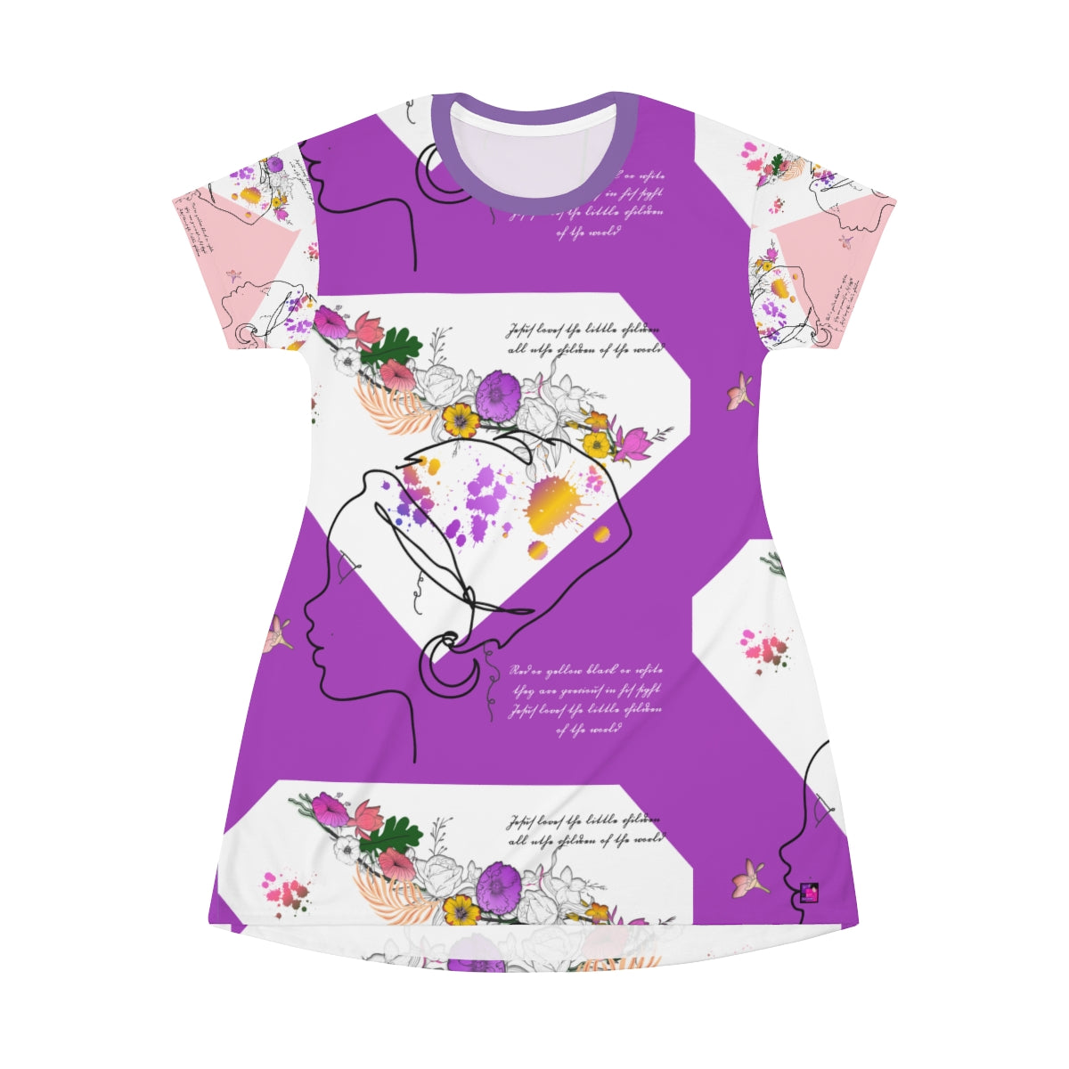 All Over Print T-Shirt Dress PURPLE INCLUSION