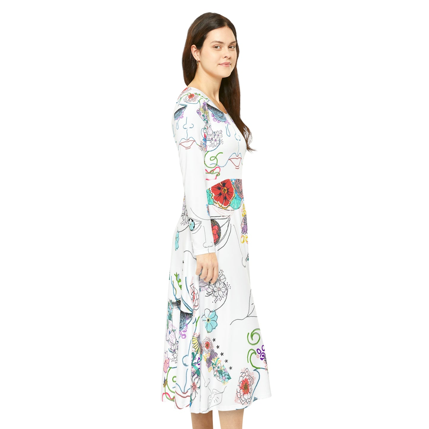 Women's Long Sleeve Dance Dress (AOP) FLORA