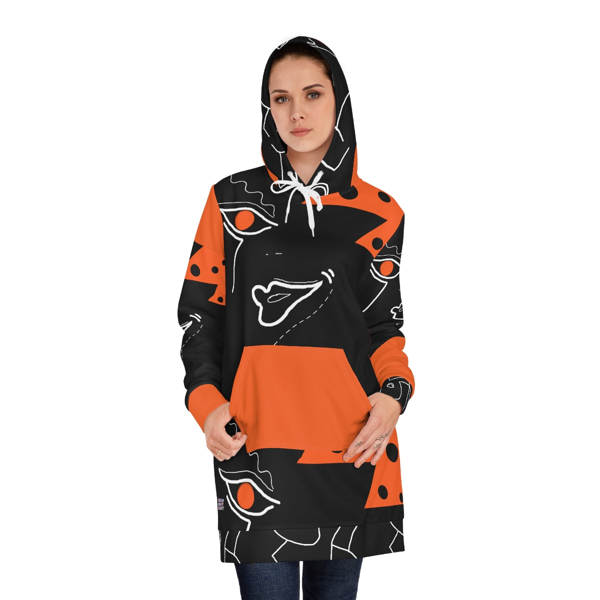 Women's Hoodie Dress (AOP) FACE DOODLES TANGO