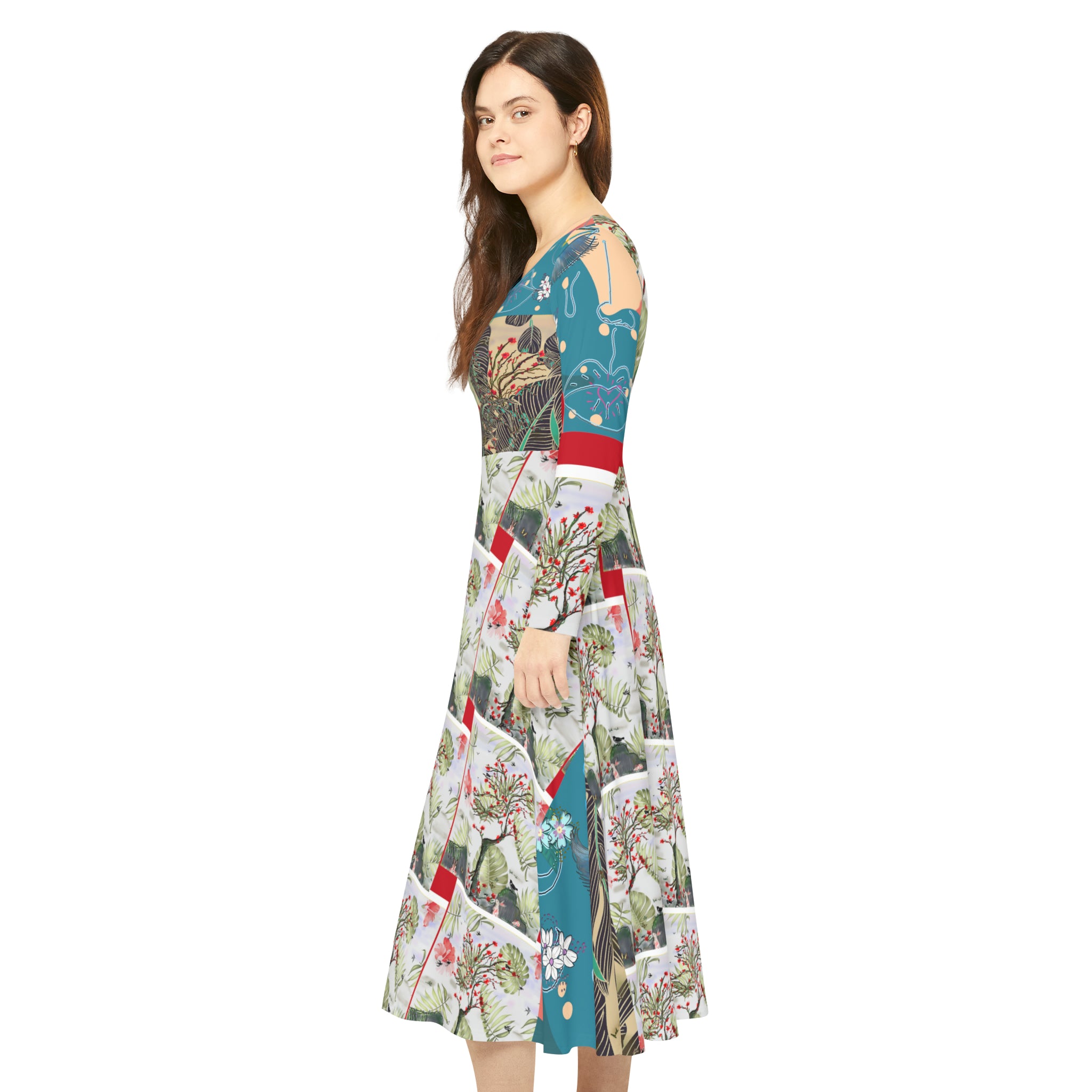 Women's Long Sleeve Dance Dress (AOP) TREE OF HOPE