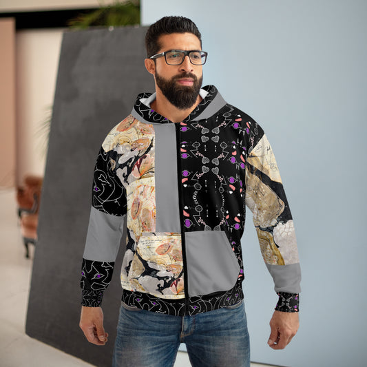 AOP Unisex Zip Hoodie LIVE LIFE ON GREY