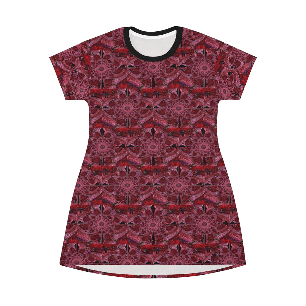 All Over Print T-Shirt Dress REDDIE PINKS