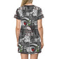 All Over Print T-Shirt Dress RED ROSE