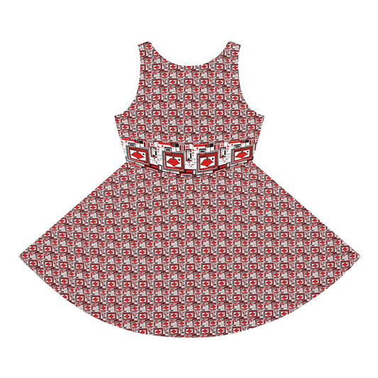 Girls' Sleeveless Sundress (AOP) LIPPY IN RED