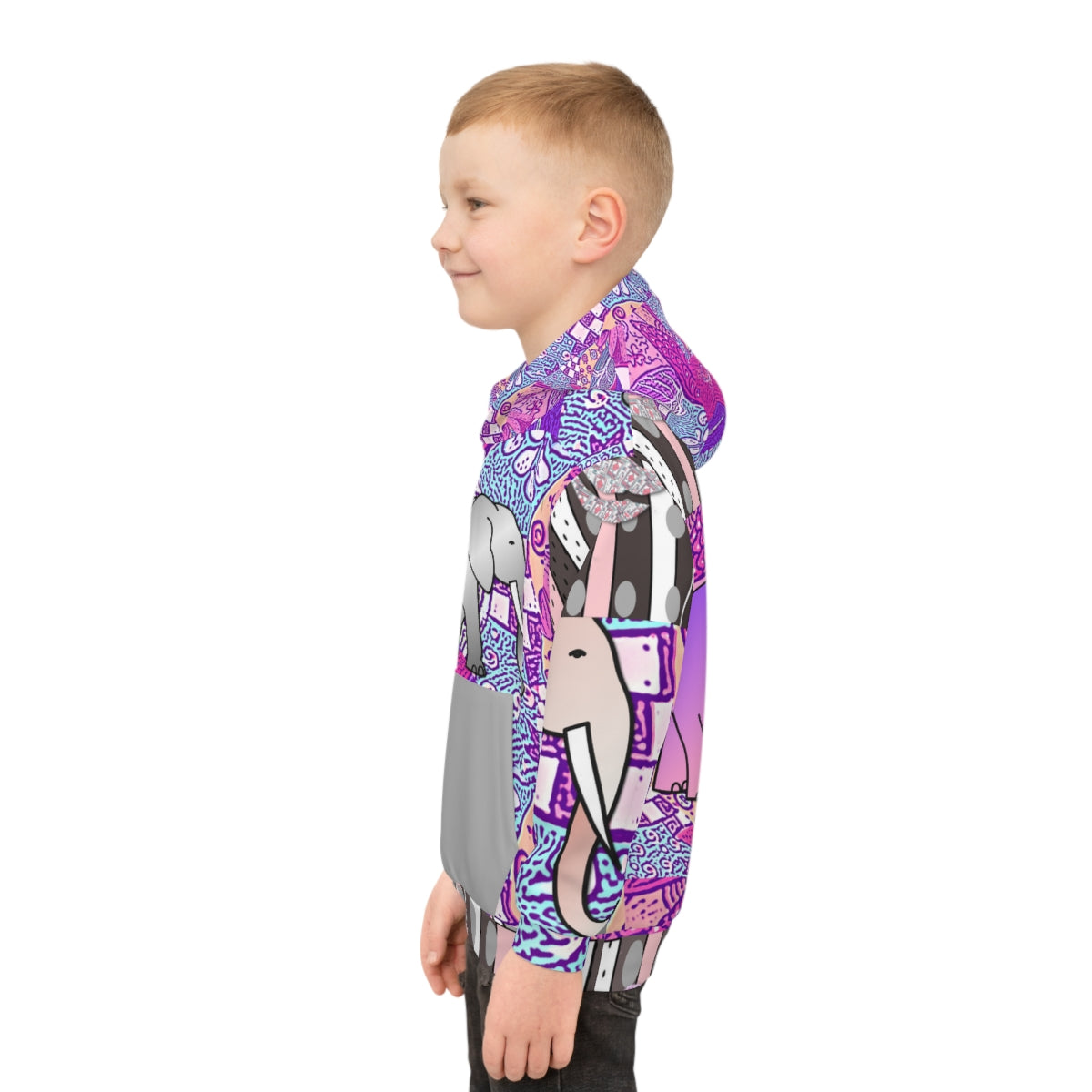 Children's Hoodie ELEPHANTS ON PINK