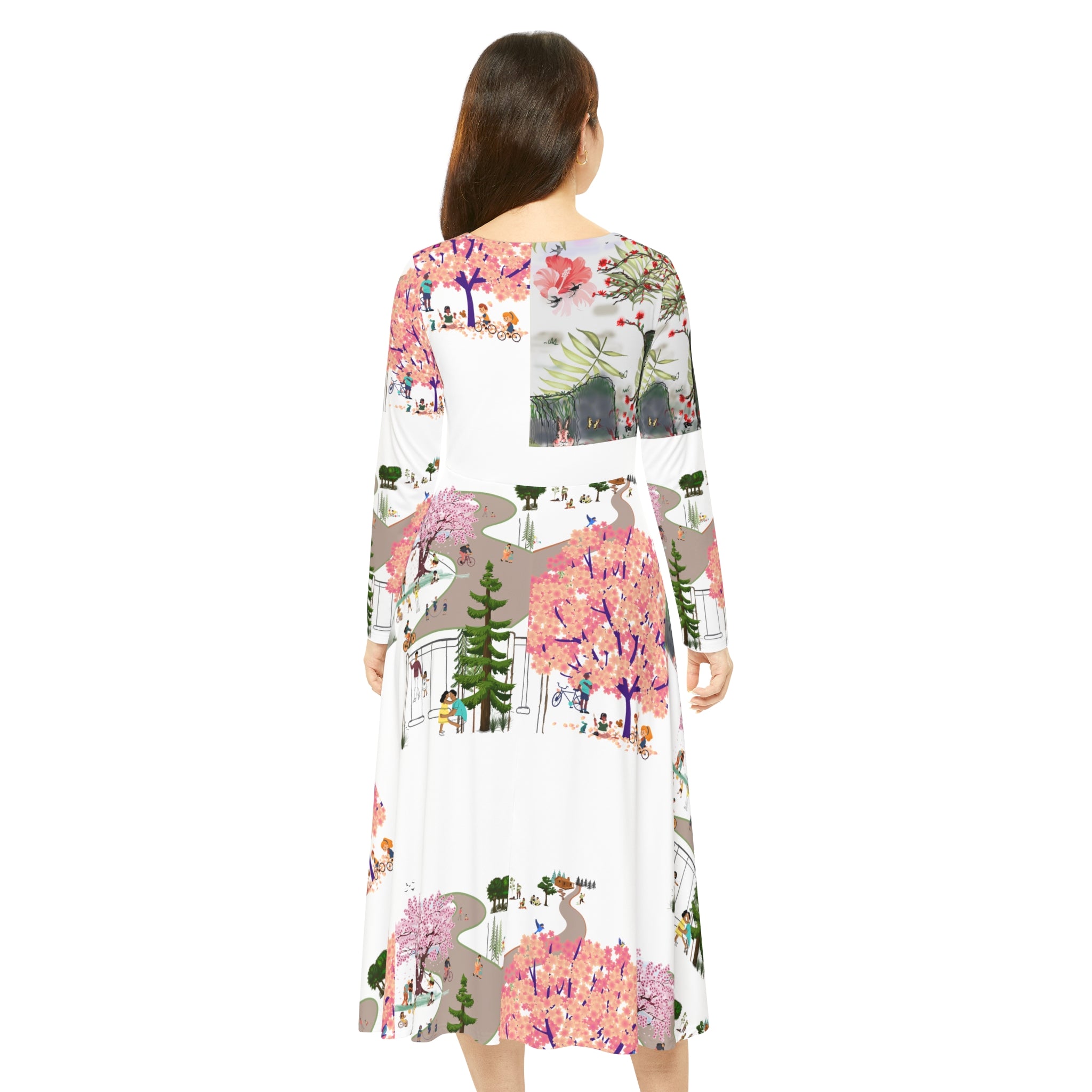 Women's Long Sleeve Dance Dress (AOP) BLOSSOM PARK