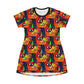 All Over Print T-Shirt Dress ABSTRACT CLOWN