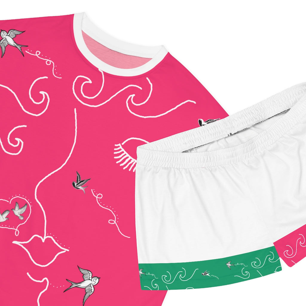 Women's Short Pajama Set (AOP) SWALLOWS