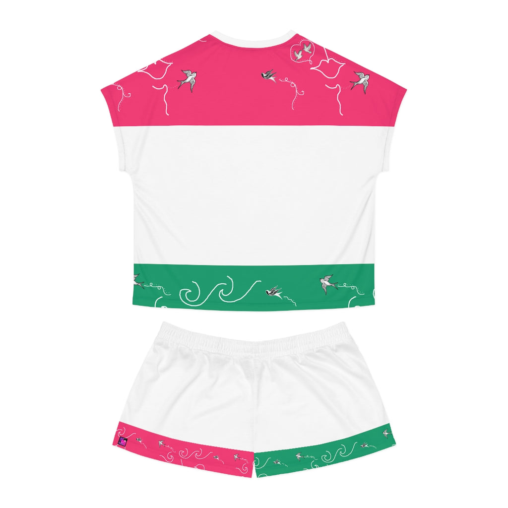 Women's Short Pajama Set (AOP) SWALLOWS