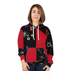 AOP Unisex Pullover Hoodie FACE DOODLES RED