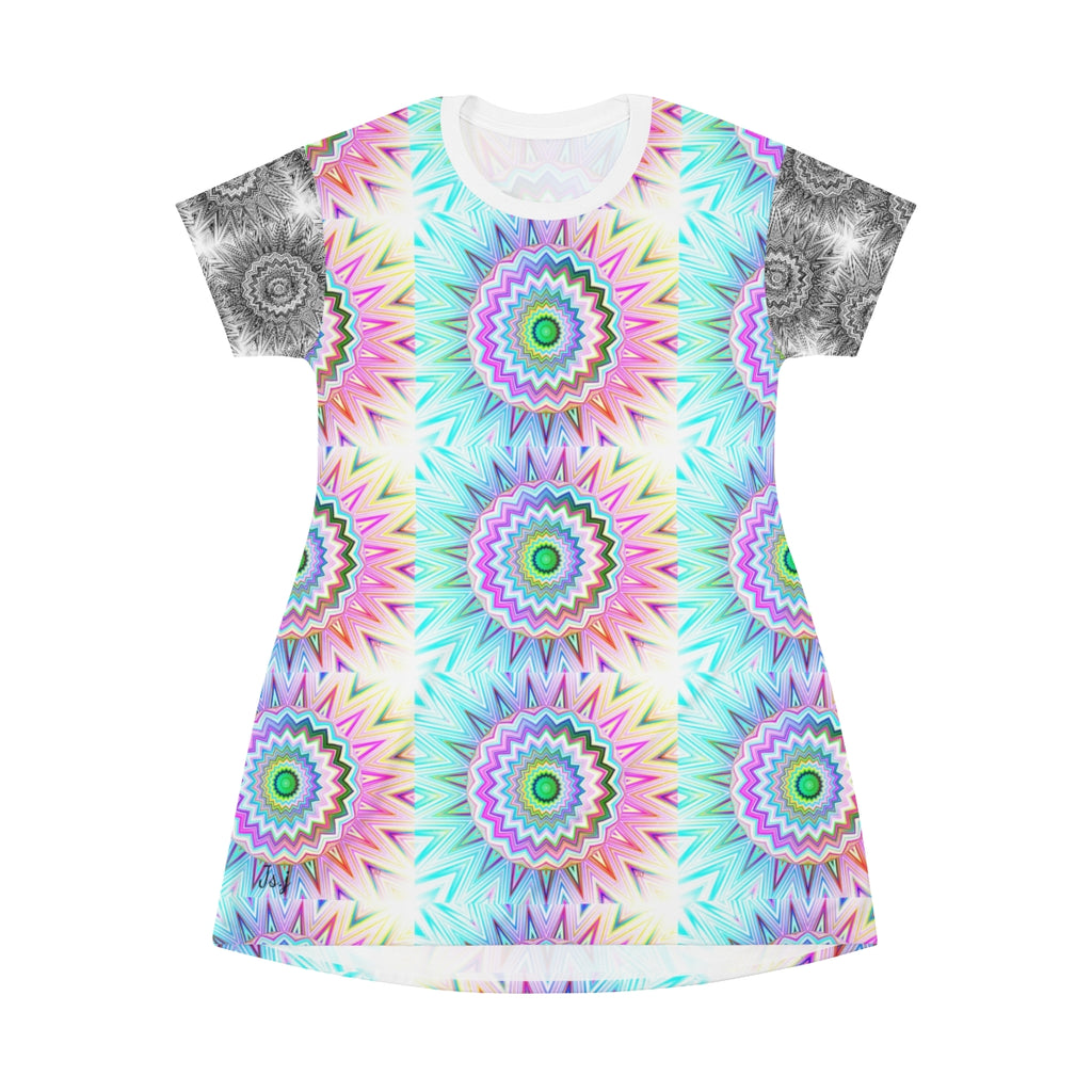 All Over Print T-Shirt Dress SUNBURST DELIGHT