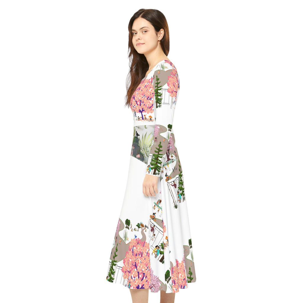 Women's Long Sleeve Dance Dress (AOP) BLOSSOM PARK