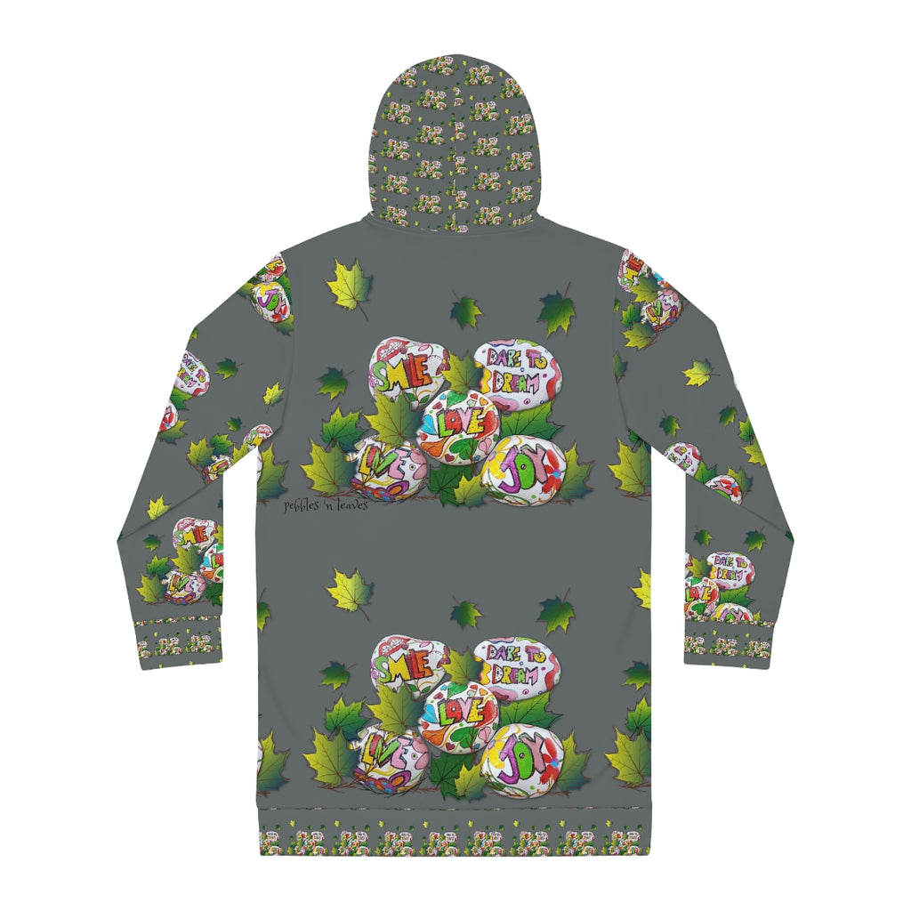 Women's Hoodie Dress (AOP) PEBBLES 'N LEAVES