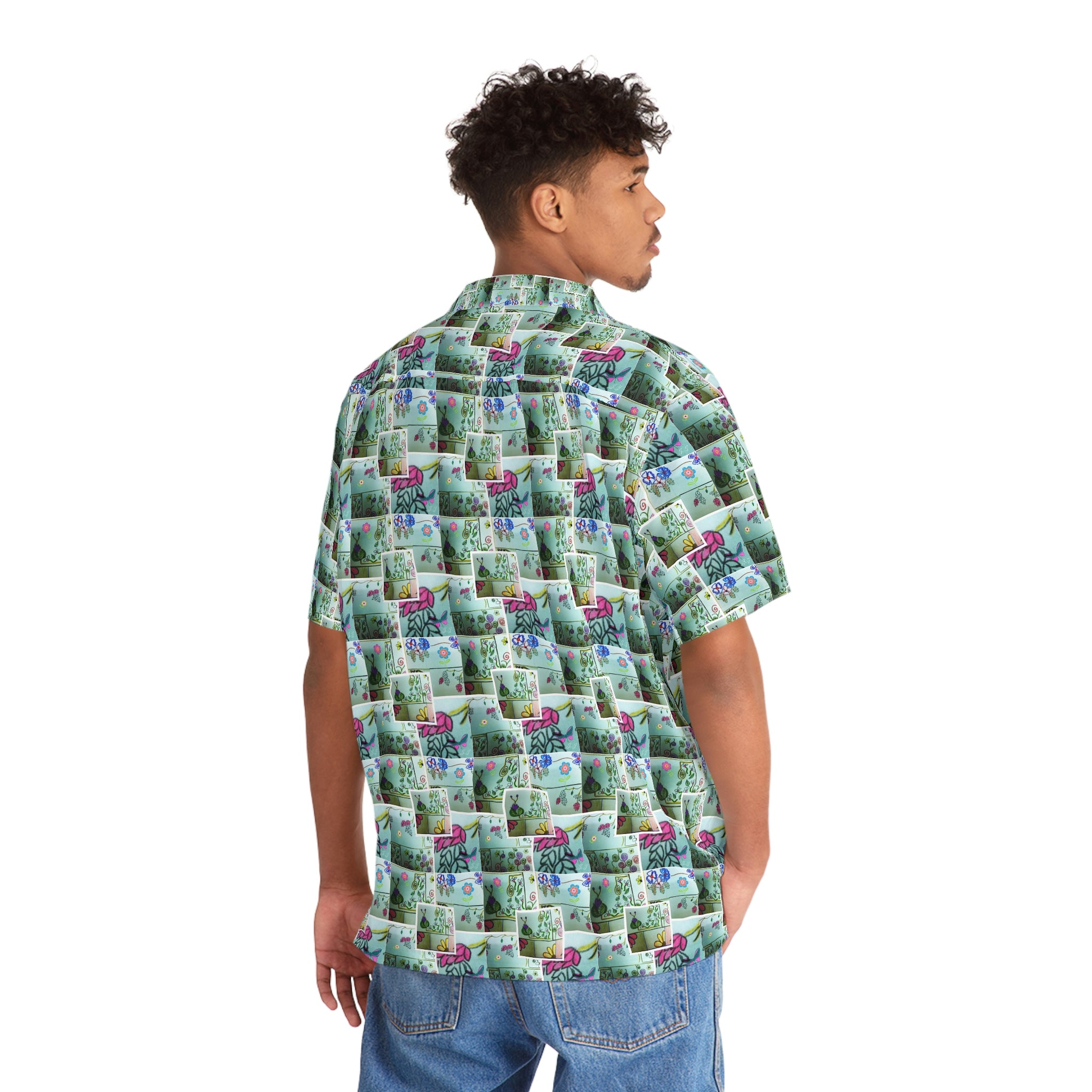 Men's Hawaiian Shirt (AOP) FLOWER DOODLES