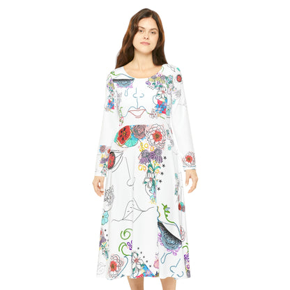 Women's Long Sleeve Dance Dress (AOP) FLORA