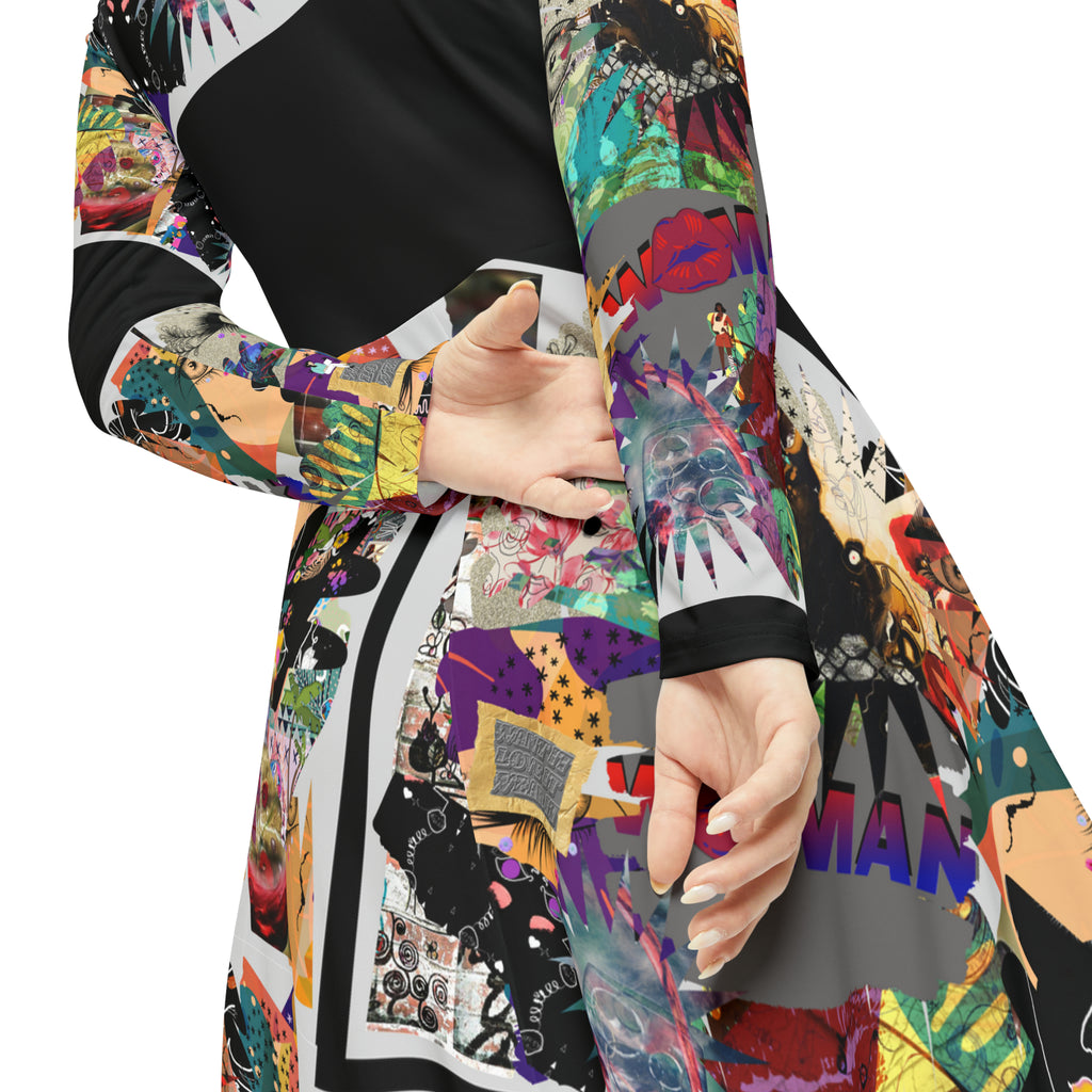 Women's Long Sleeve Dance Dress (AOP) MARCIA