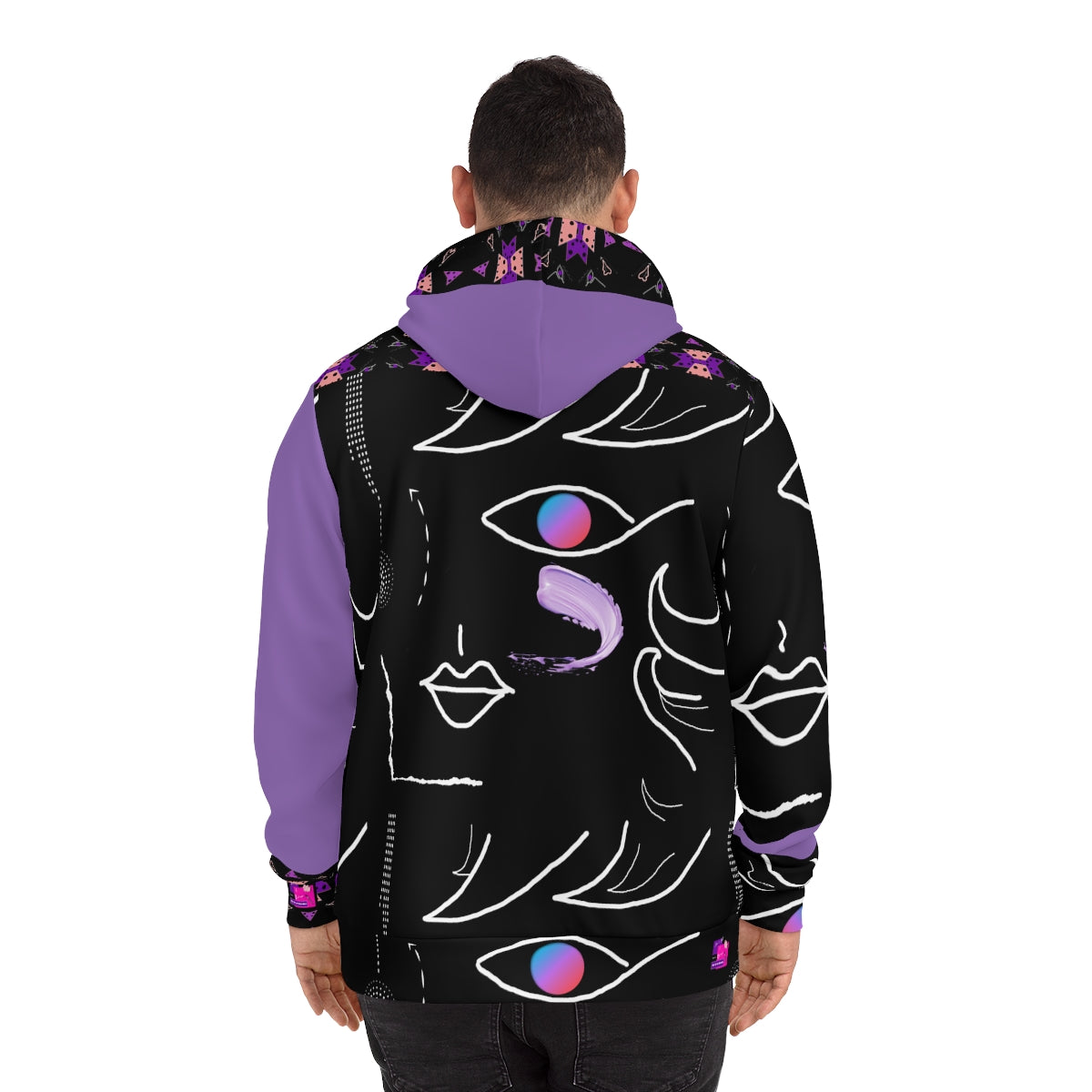 AOP Fashion Hoodie FACE DOODLES VIOLET