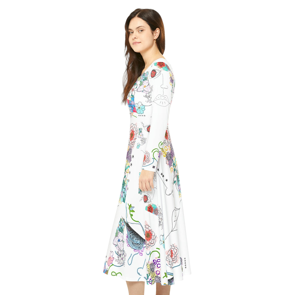 Women's Long Sleeve Dance Dress (AOP) FLORA