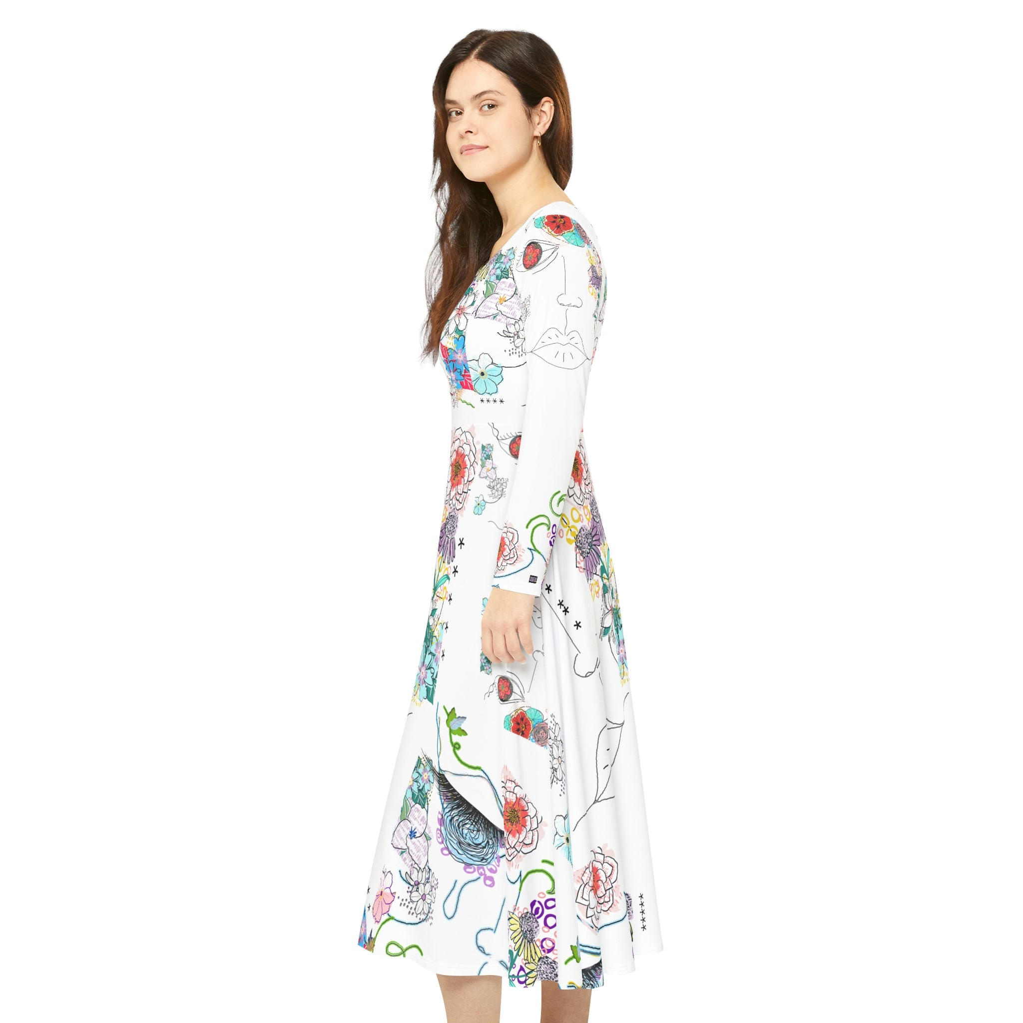 Women's Long Sleeve Dance Dress (AOP) FLORA