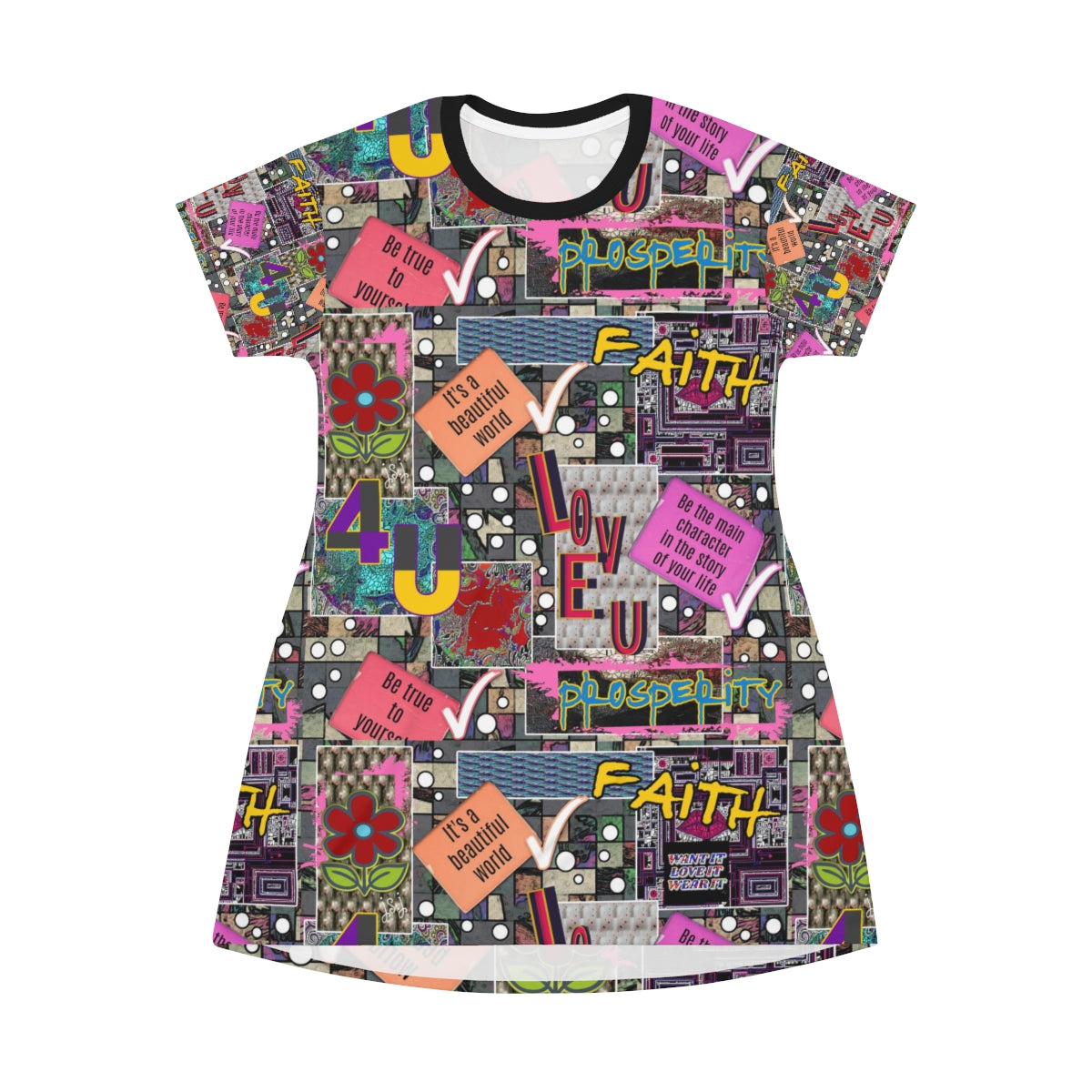 All Over Print T-Shirt Dress FAITH