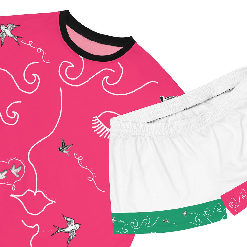 Women's Short Pajama Set (AOP) SWALLOWS