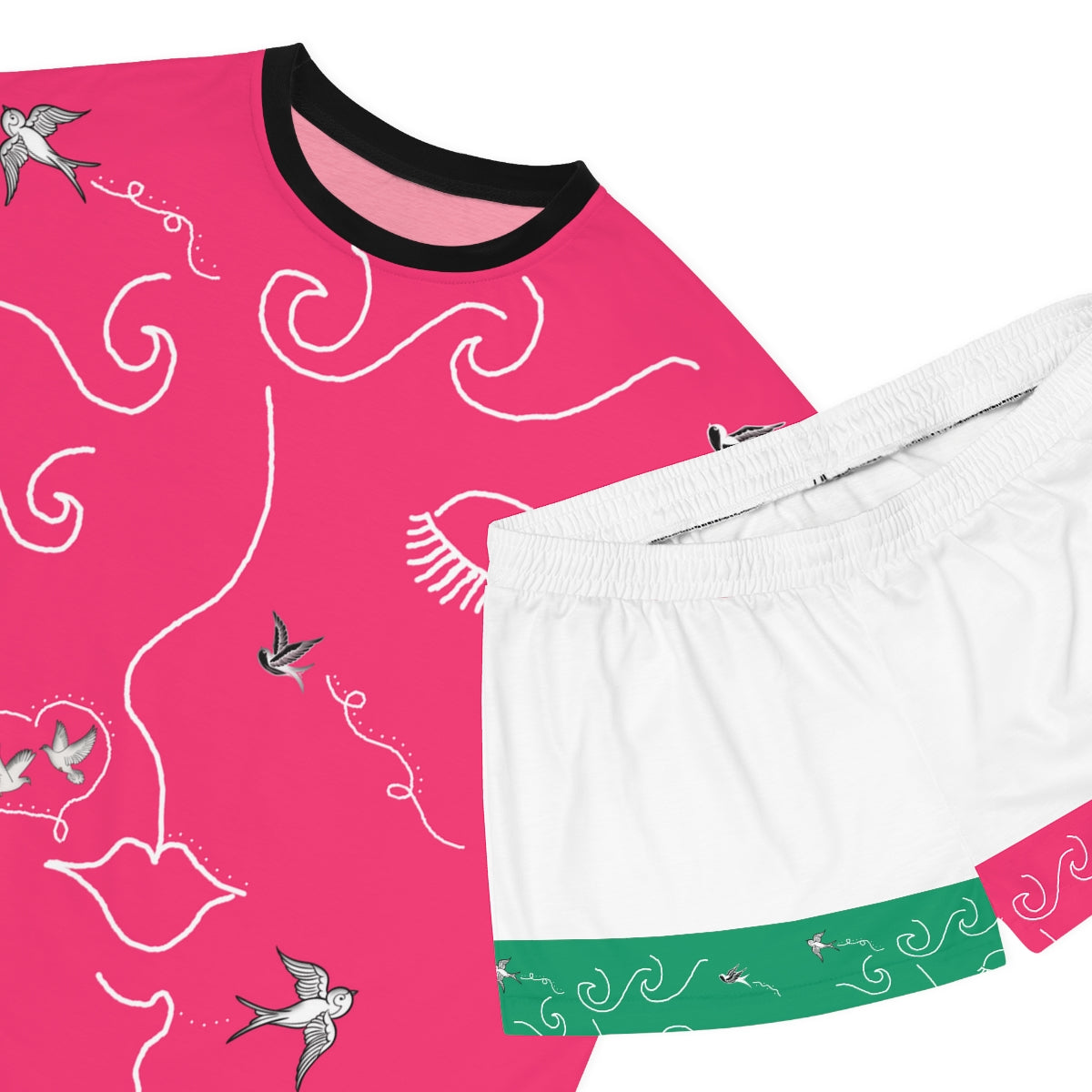 Women's Short Pajama Set (AOP) SWALLOWS