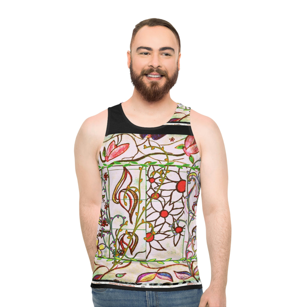 Unisex Tank Top (AOP) FLORAL DOODLES