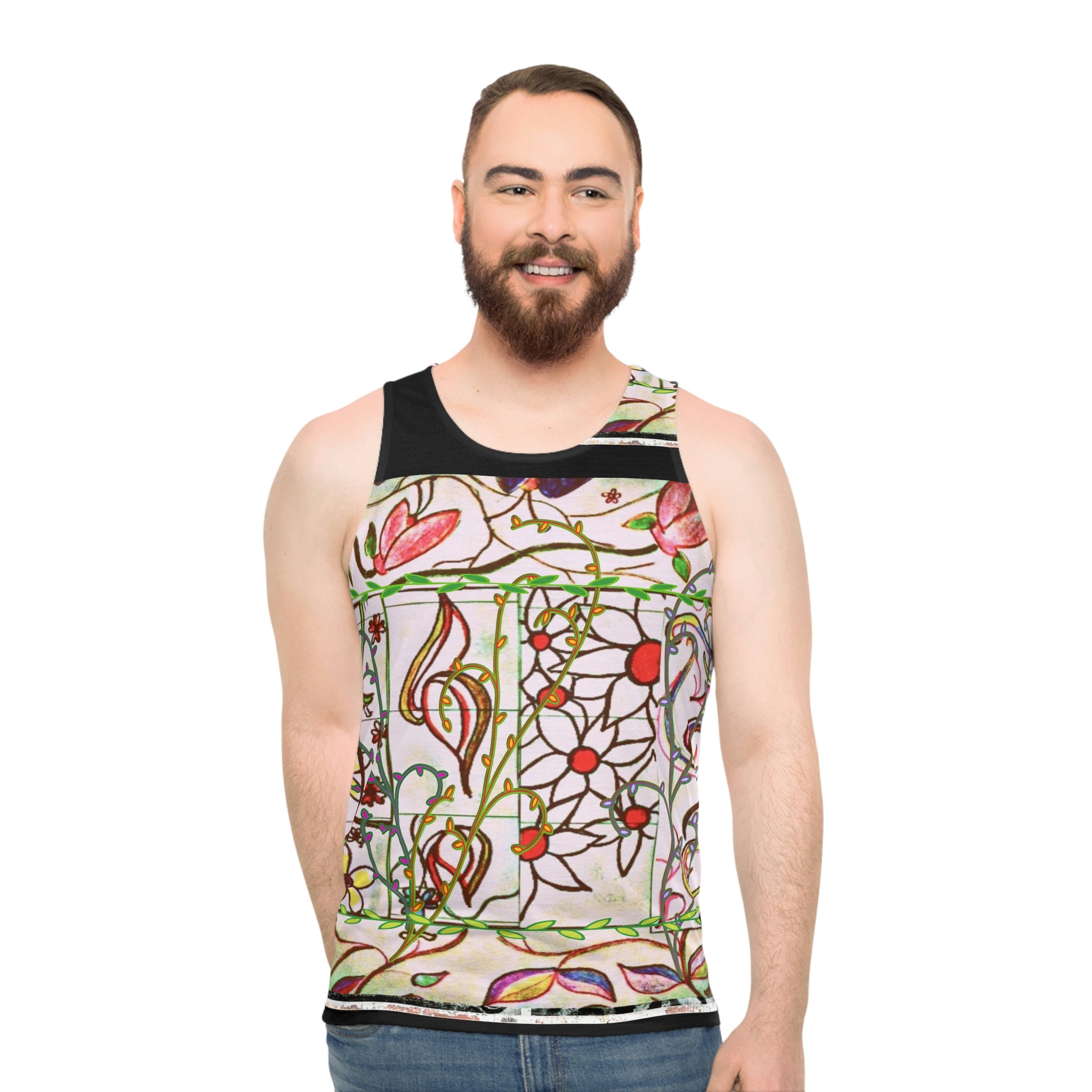 Unisex Tank Top (AOP) FLORAL DOODLES
