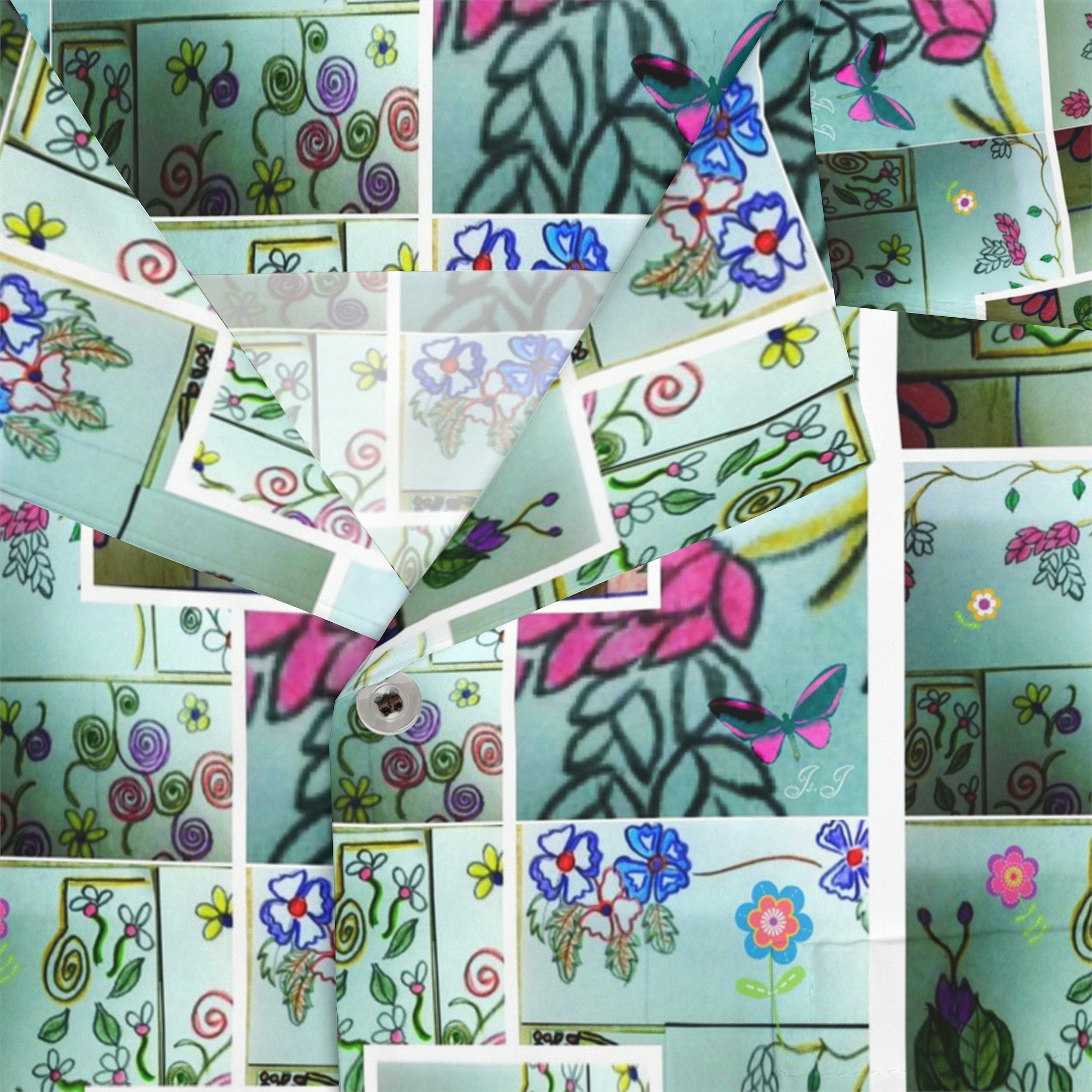 Men's Hawaiian Shirt (AOP) FLOWER DOODLES
