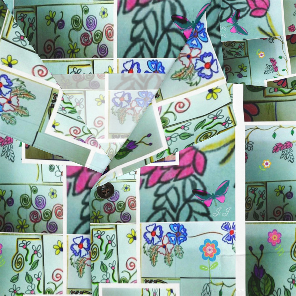 Men's Hawaiian Shirt (AOP) FLOWER DOODLES