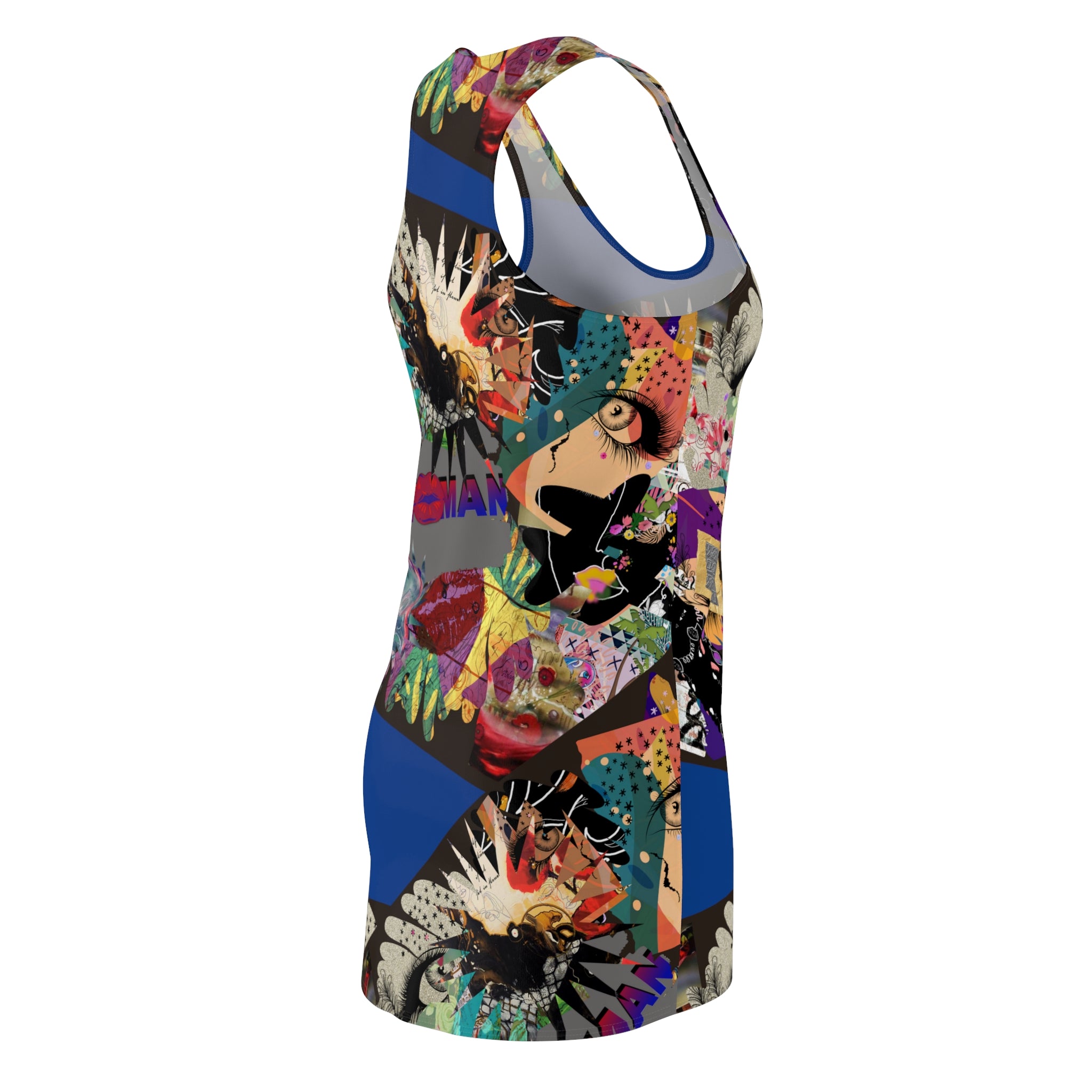 Women's Cut & Sew Racerback Dress (AOP) MARCIA on BLUE