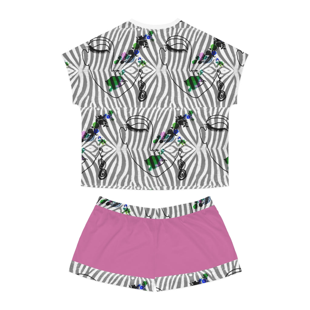 Women's Short Pajama Set (AOP) ZEBRA DOODLE FACE