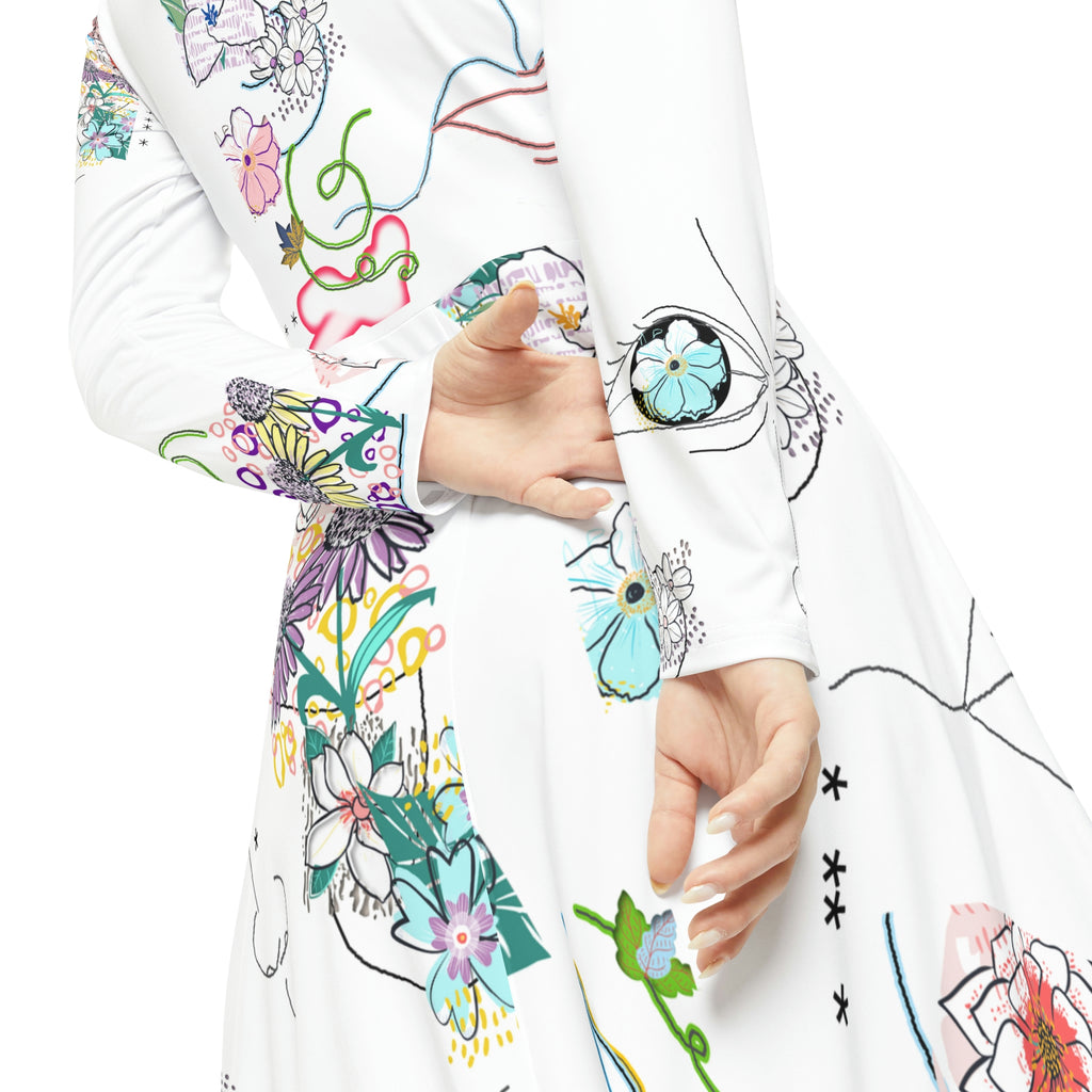 Women's Long Sleeve Dance Dress (AOP) FLORA