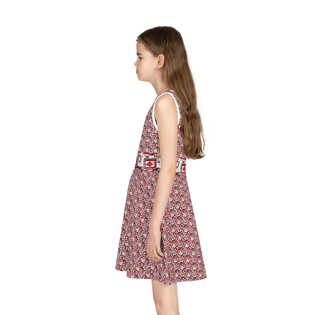 Girls' Sleeveless Sundress (AOP) LIPPY IN RED