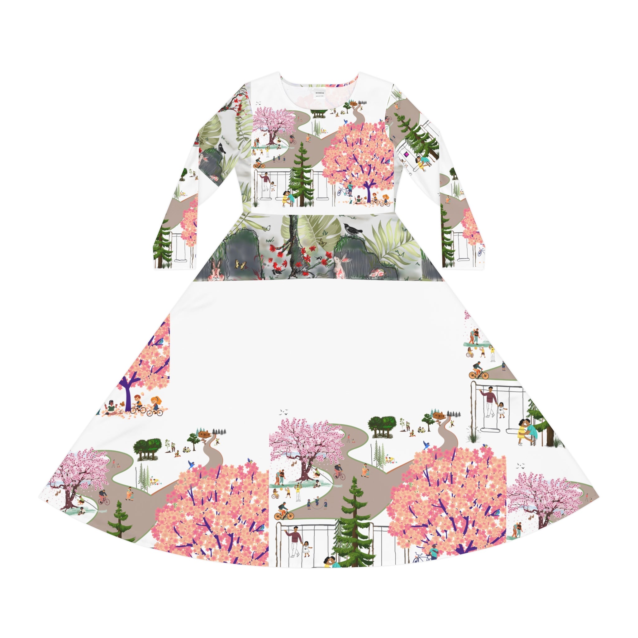 Women's Long Sleeve Dance Dress (AOP) BLOSSOM PARK