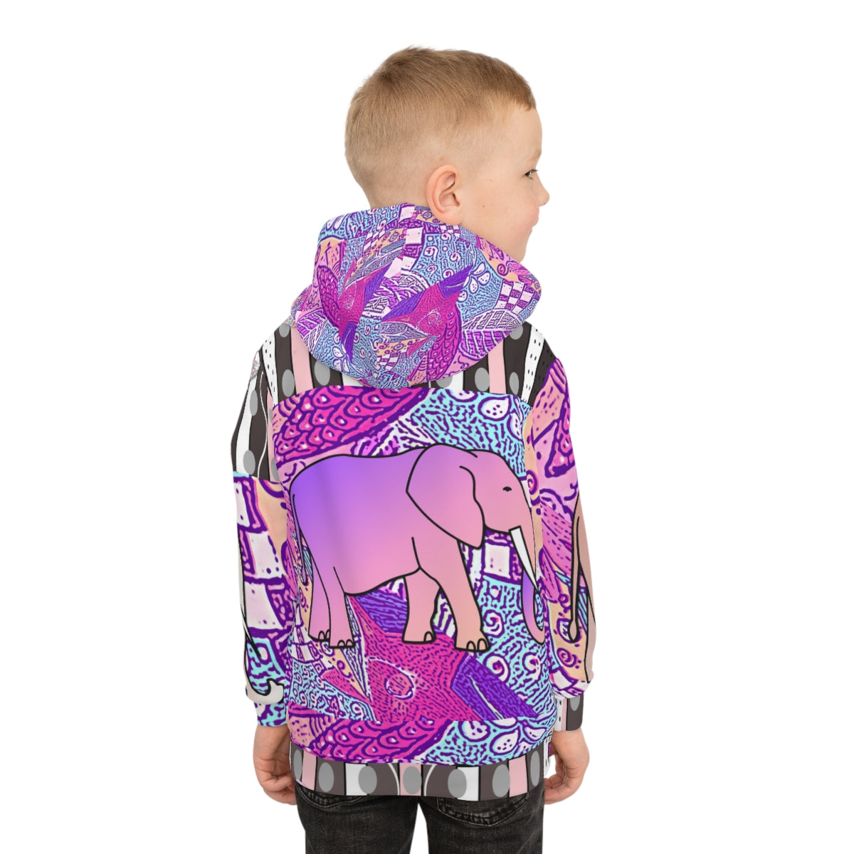 Children's Hoodie ELEPHANTS ON PINK