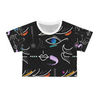 AOP Crop Tee FACE DOODLES AZURE