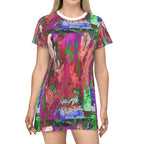 All Over Print T-Shirt Dress PINK FUSION