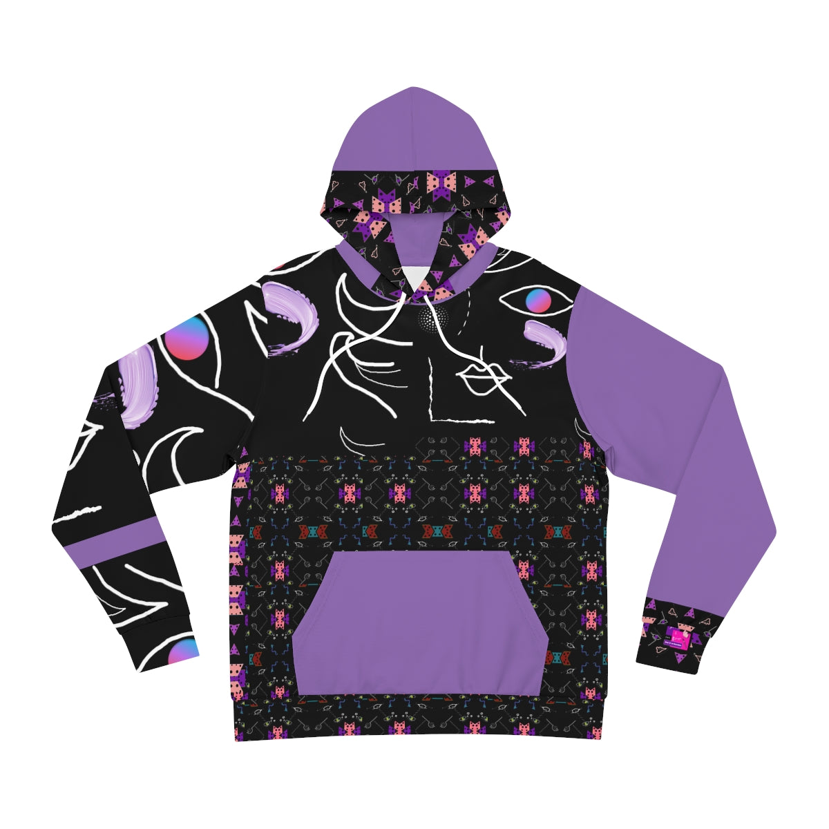 AOP Fashion Hoodie FACE DOODLES VIOLET