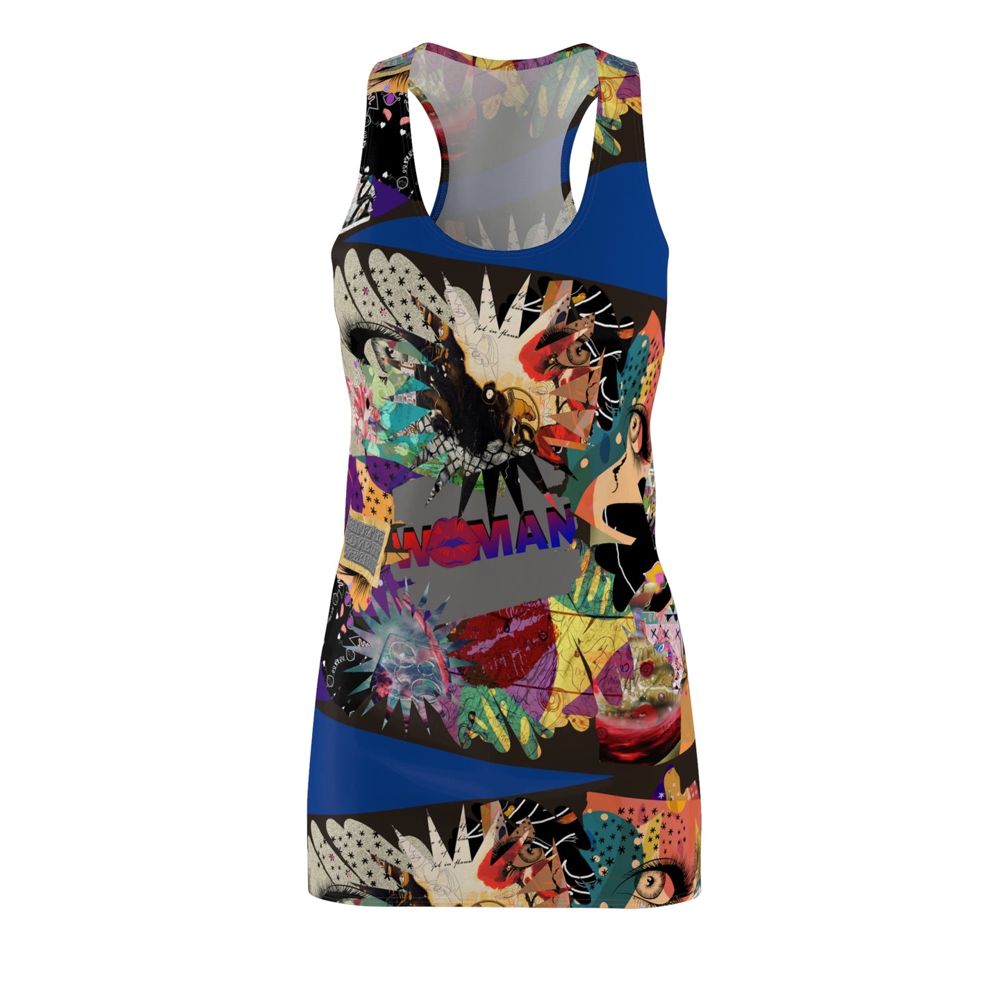 Women's Cut & Sew Racerback Dress (AOP) MARCIA on BLUE