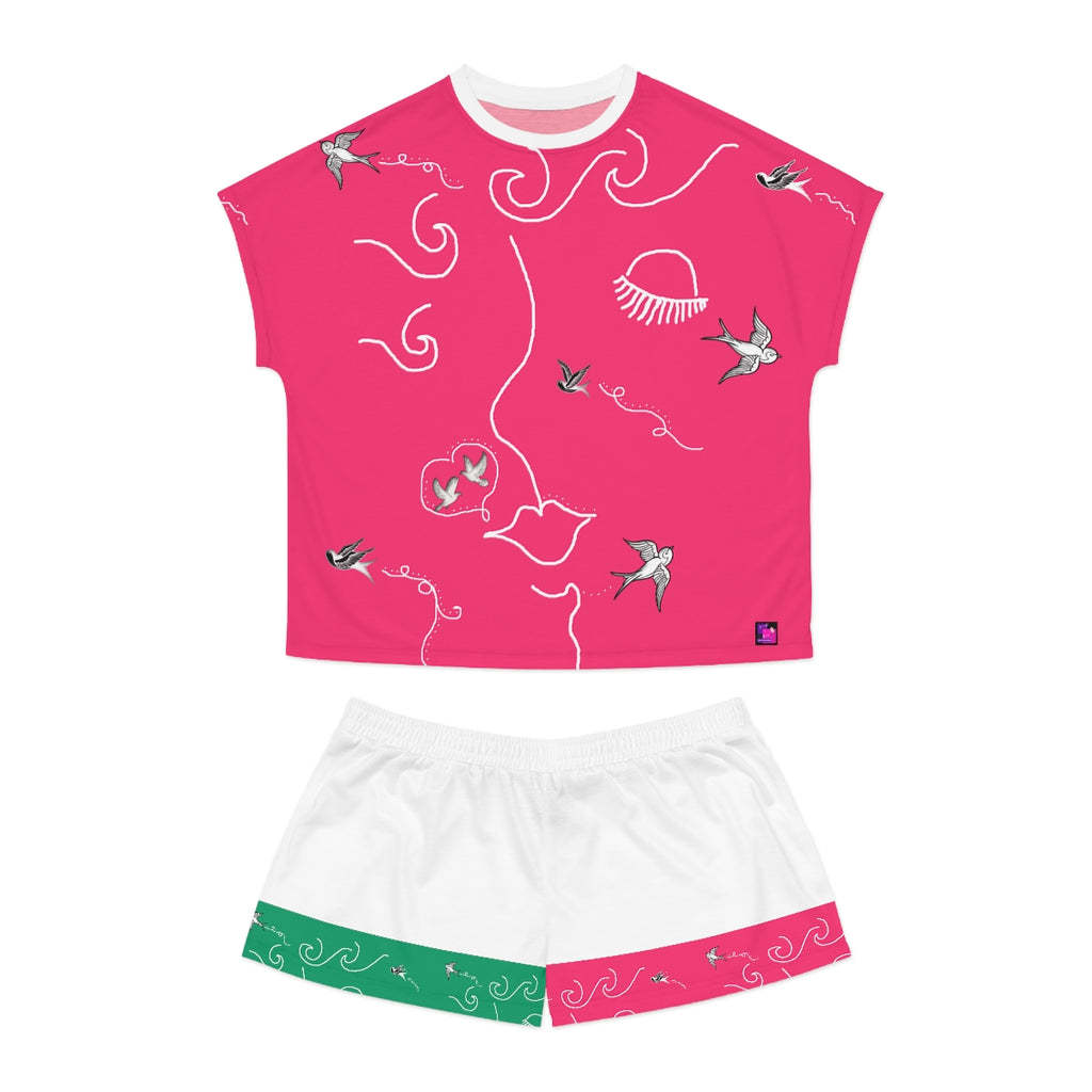 Women's Short Pajama Set (AOP) SWALLOWS