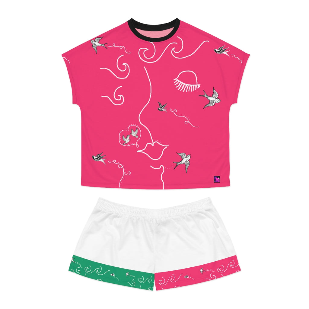 Women's Short Pajama Set (AOP) SWALLOWS