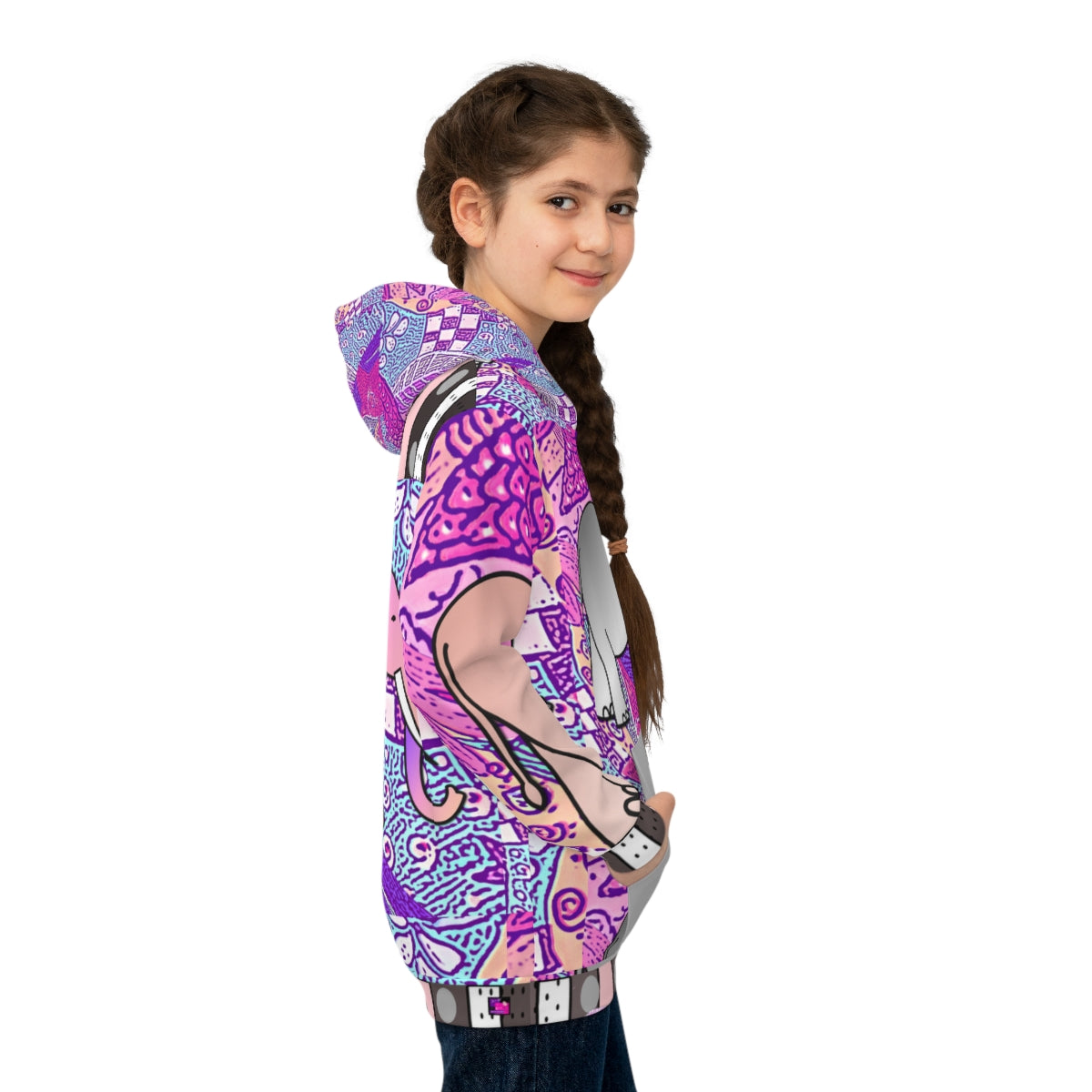 Children's Hoodie ELEPHANTS ON PINK