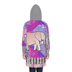 Women's Hoodie Dress (AOP) ELEPHANTS ON PINK