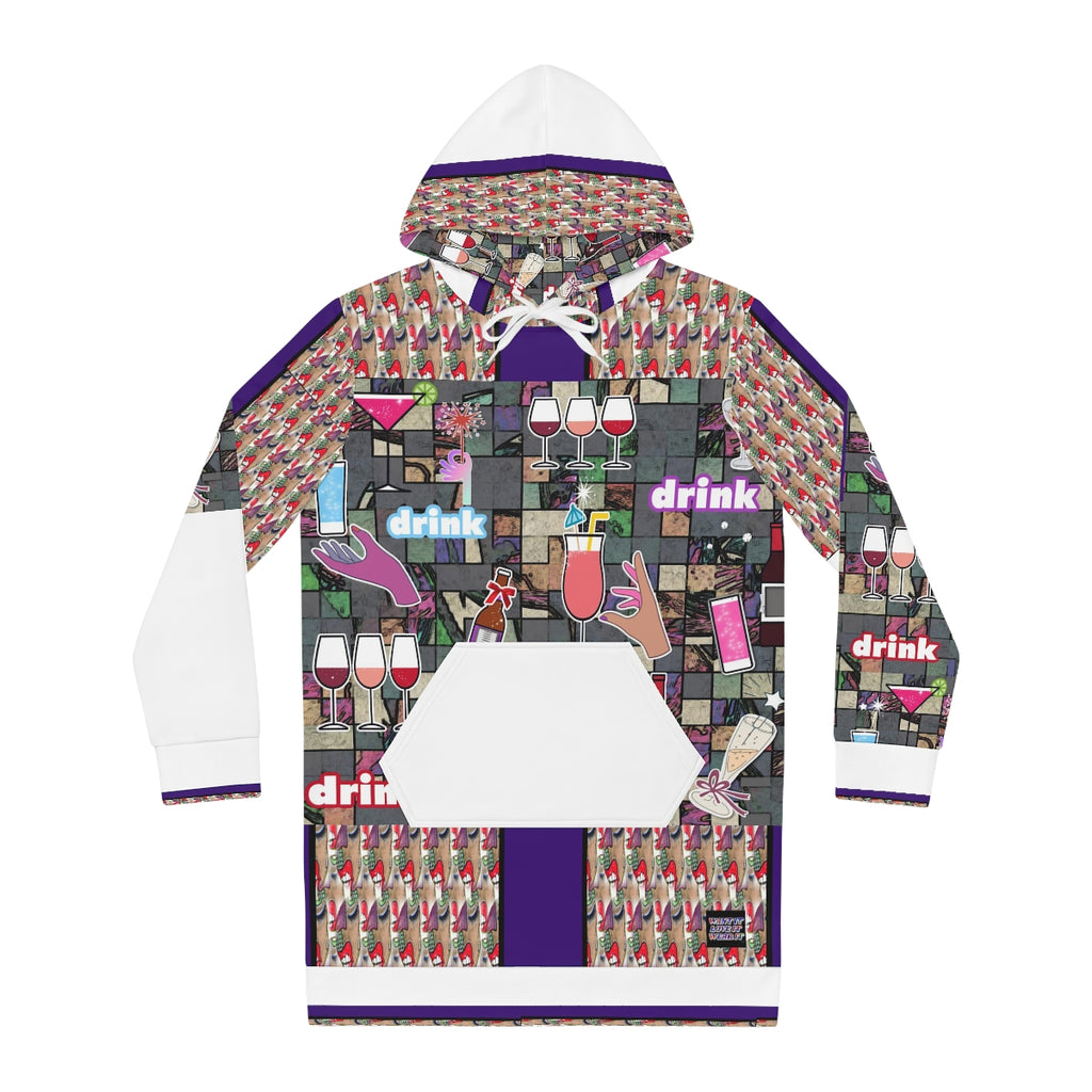 Women's Hoodie Dress (AOP) DRINK