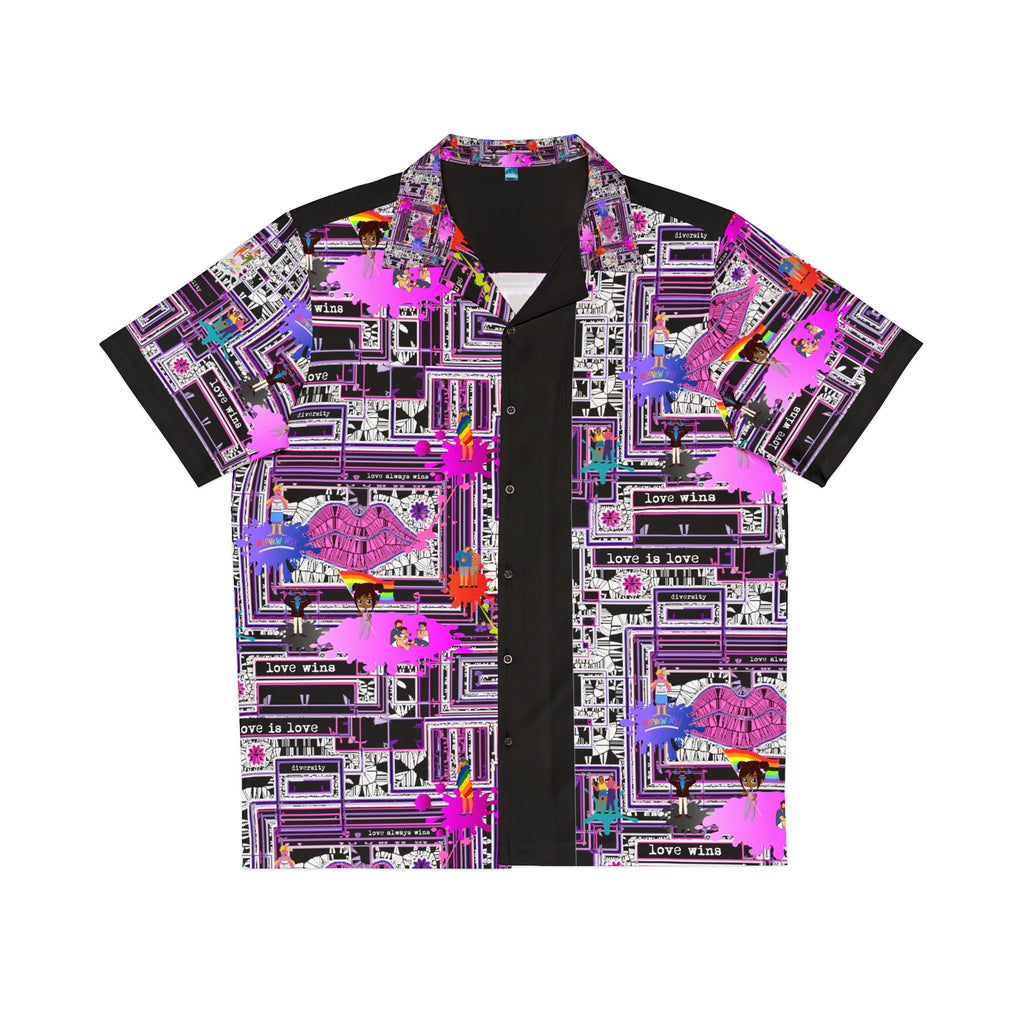 Men's Hawaiian Shirt (AOP) LOVE WINS IN PINK