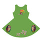 Girls' Sleeveless Sundress (AOP) PEBBLES ART ON GREEN
